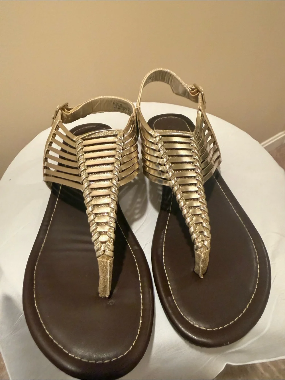 Hot Cakes Women's Gold Strappy Gladiator Sandals